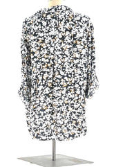Shirt Size XL Long Sleeve Or 3/4 Rolled Sleeve Black White W/Gold Hearts By Velvet Heart - TheRealThreads